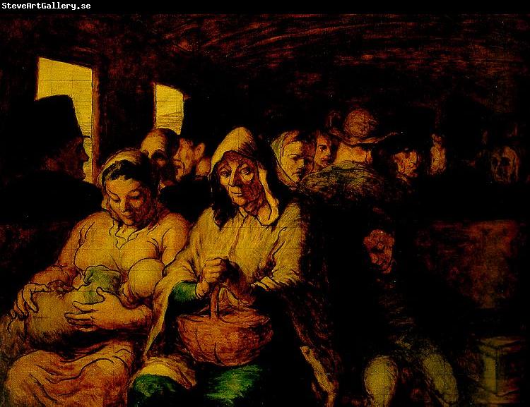 Honore  Daumier The Third Class Carriage